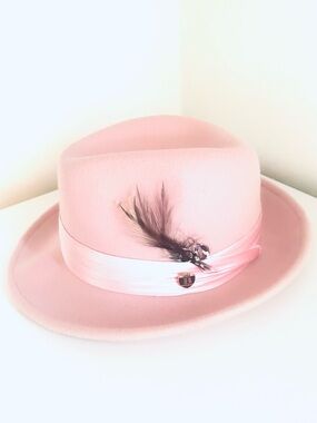 BRUNO CAPELO GIOVANI COLLECTION  PINK WOOL FELT FEDORA HAT
